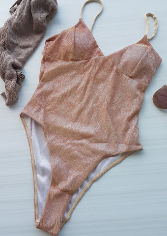 Glitter One Piece Swimsuit Gold