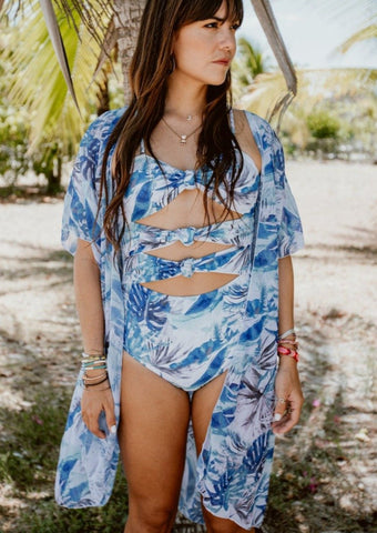 Monokini Blue Garden with Matching Cover-Up (2 piece set)